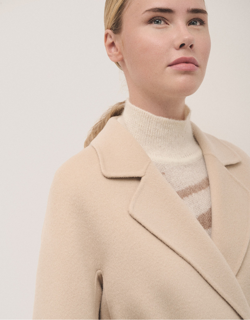 Abrigo largo oversize doble faz beige - Mujer | Roberto Verino