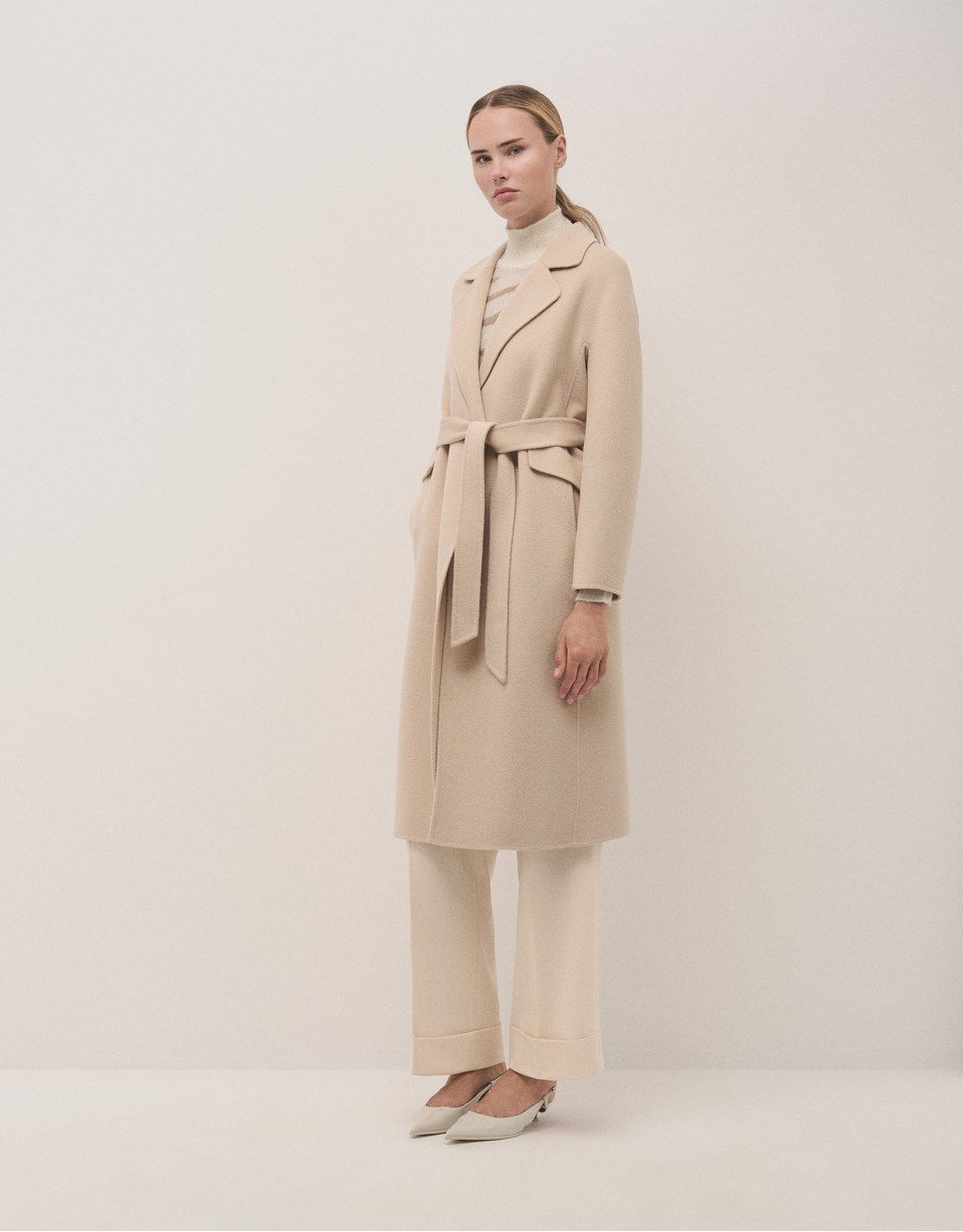 Abrigo largo oversize doble faz beige - Mujer | Roberto Verino