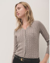 V-neck cardigan knitted wool taupe - Woman | Roberto Verino