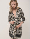 Long black and white lurex knitted cardigan | Roberto Verino