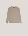 V-neck cardigan knitted wool beige - Woman | Roberto Verino