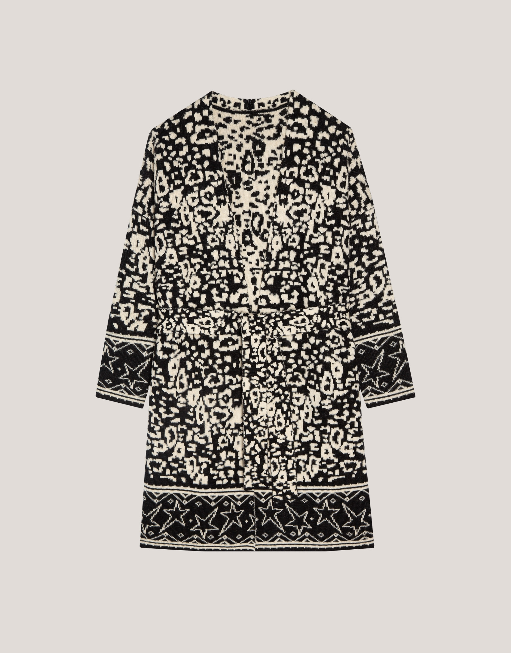 Long black and white lurex knitted cardigan | Roberto Verino