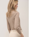 Chaqueta cuello pico punto de lana beige | Roberto Verino