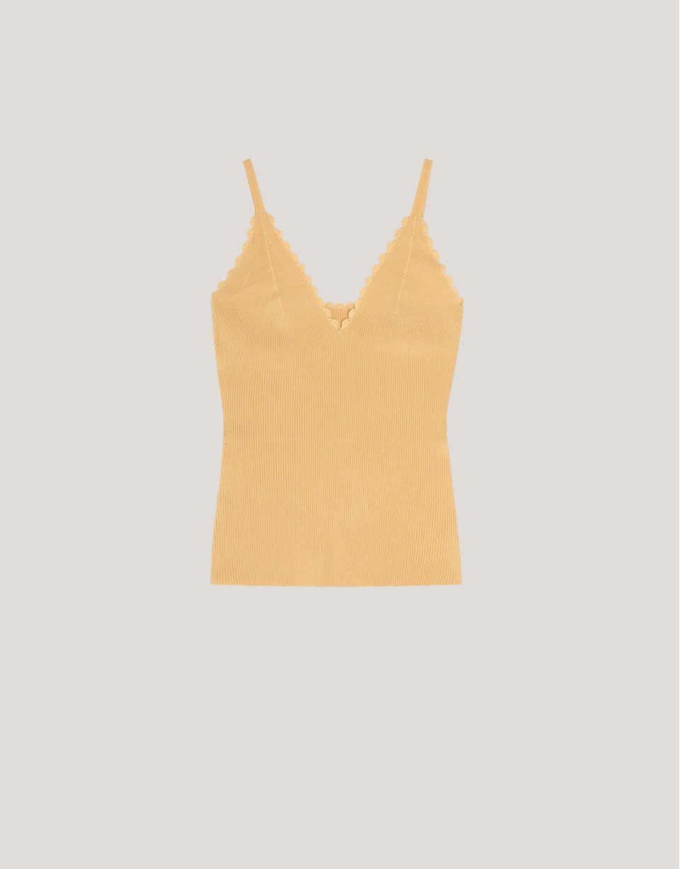 Knit and crochet straps top yellow - Woman | Roberto Verino