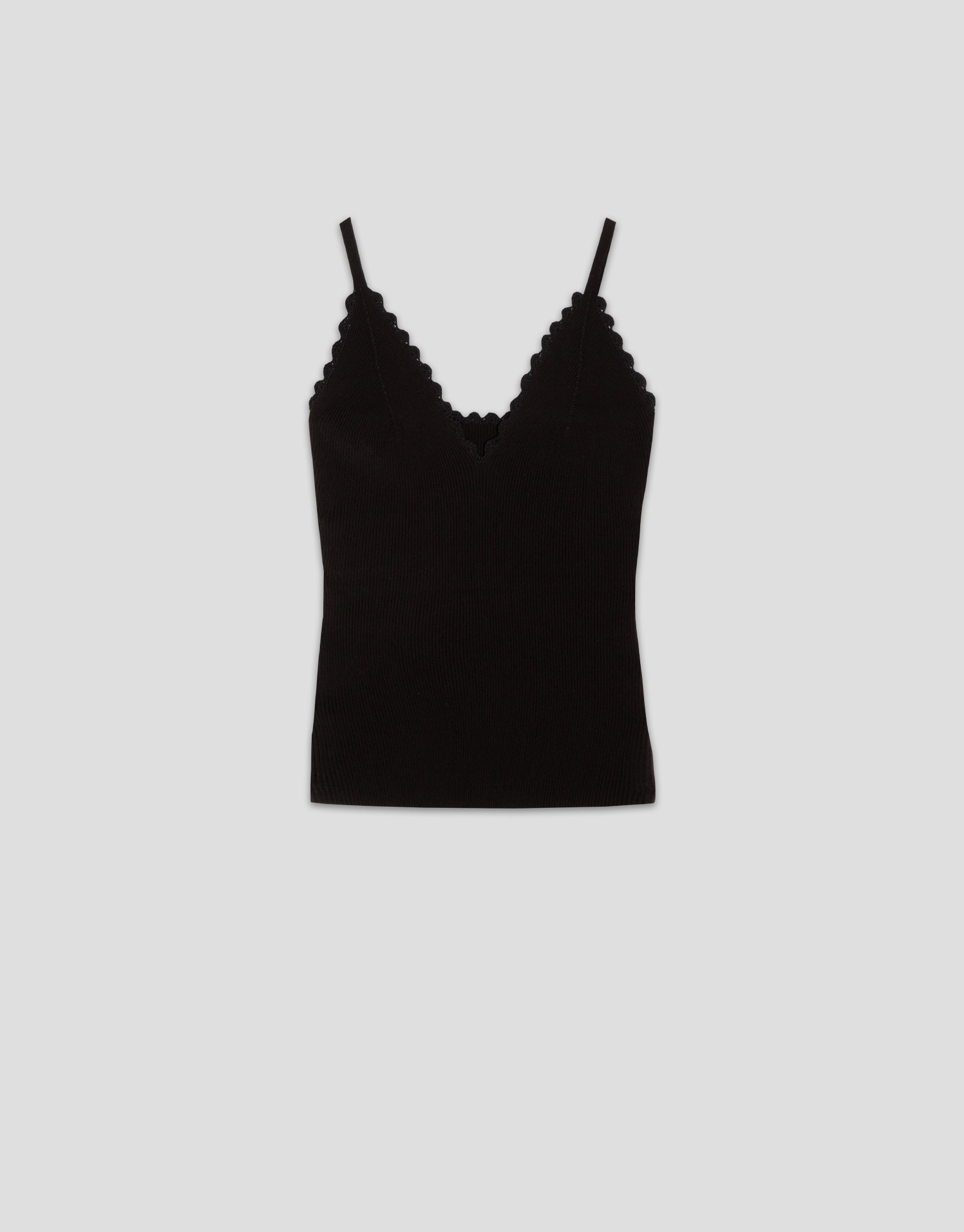 Black knit and crocheted top with straps - Sale | Roberto Verino