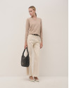 Camel V-neckline jumper in wool and silk | Roberto Verino
