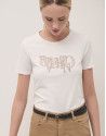 Camiseta algodón blanca con logo bordado con... | Roberto Verino
