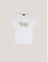 White cotton top with embroidered logo and studs | Roberto Verino