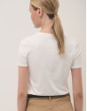 White cotton top with embroidered logo and studs | Roberto Verino