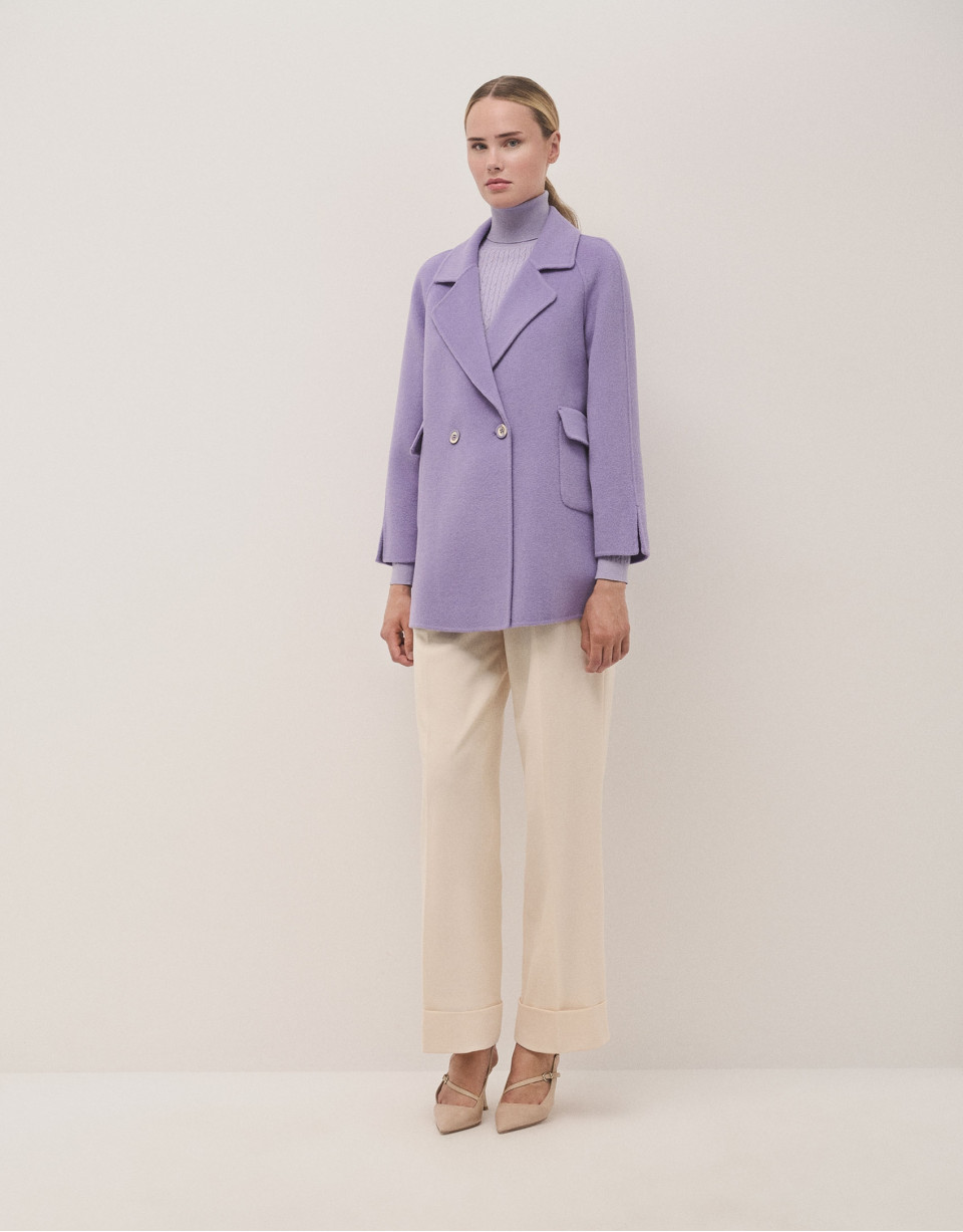 Lilac three-quarter double-faced coat - Woman | Roberto Verino
