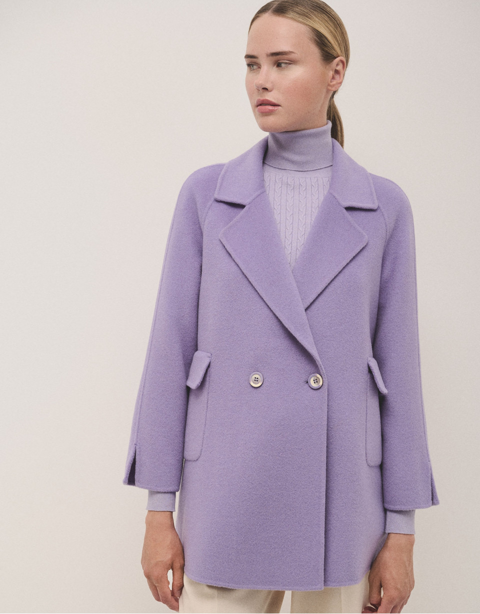 Lilac three-quarter double-faced coat - Woman | Roberto Verino
