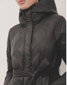 Long black diamond quilted coat  - Woman | Roberto Verino