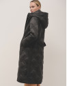Long black diamond quilted coat  - Woman | Roberto Verino