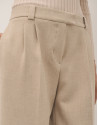 Pantalón recto pinzas doble crepé beige - Mujer | Roberto Verino