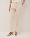 Ecru crepe tailored pants with rolled-up hem | Roberto Verino