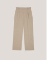 Beige straight double crepe pants with darts | Roberto Verino