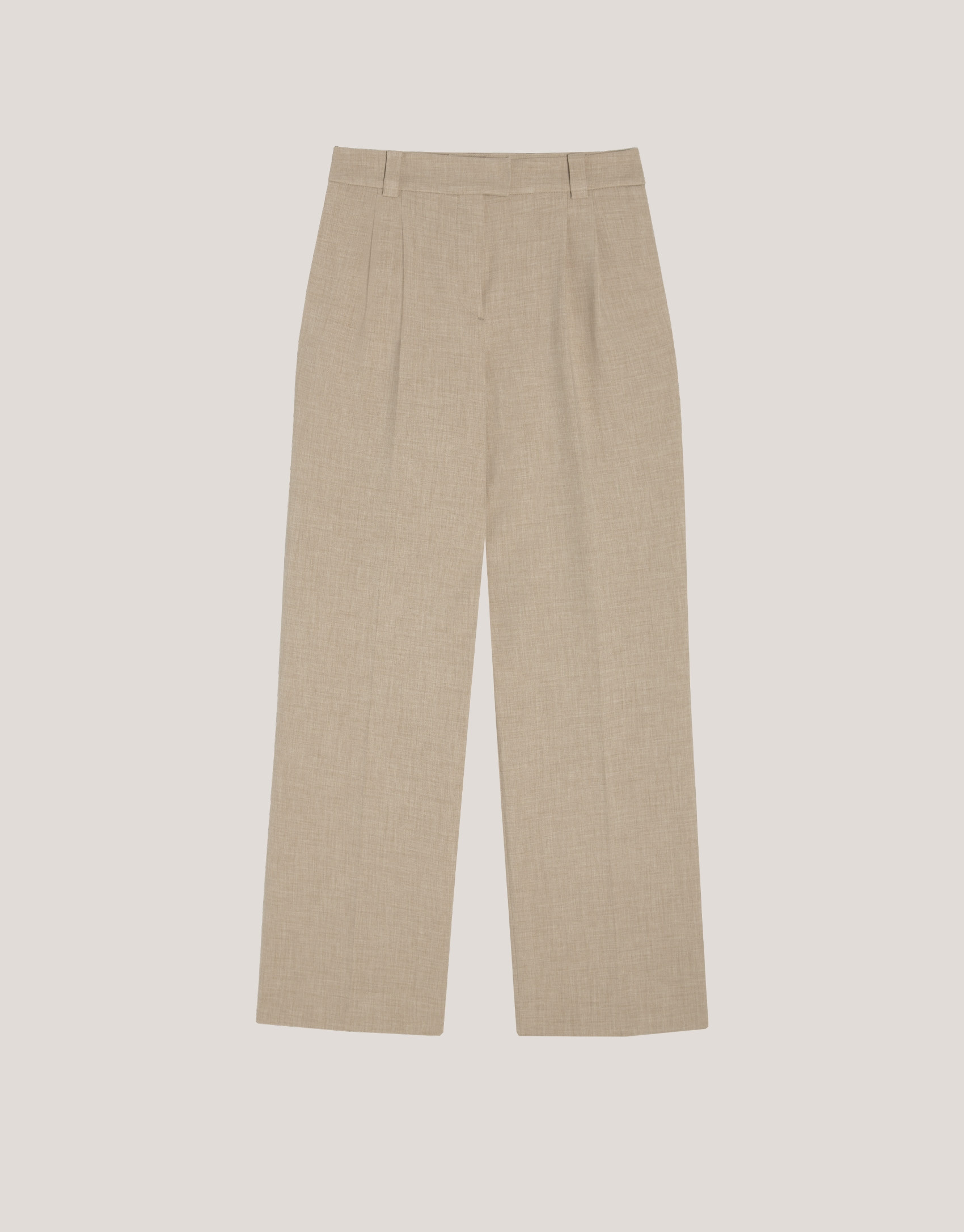 Beige straight double crepe pants with darts | Roberto Verino