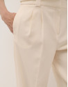 Ecru crepe tailored pants with rolled-up hem | Roberto Verino