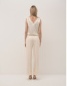 Ecru crepe tailored pants with rolled-up hem | Roberto Verino
