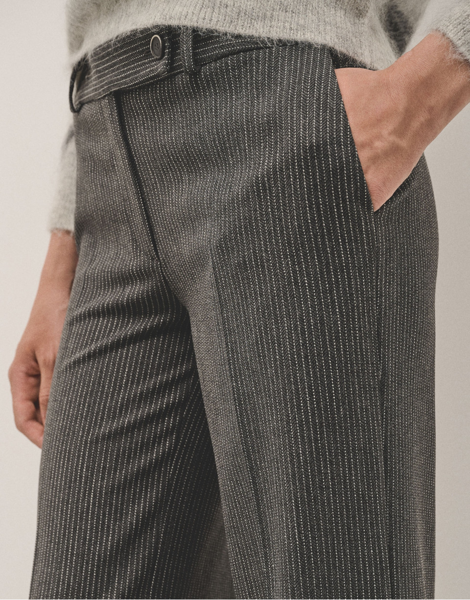 Grey tailored herringbone and discontinuous ... | Roberto Verino