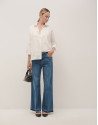 Blusa oversize algodón satinado blanco con ... | Roberto Verino