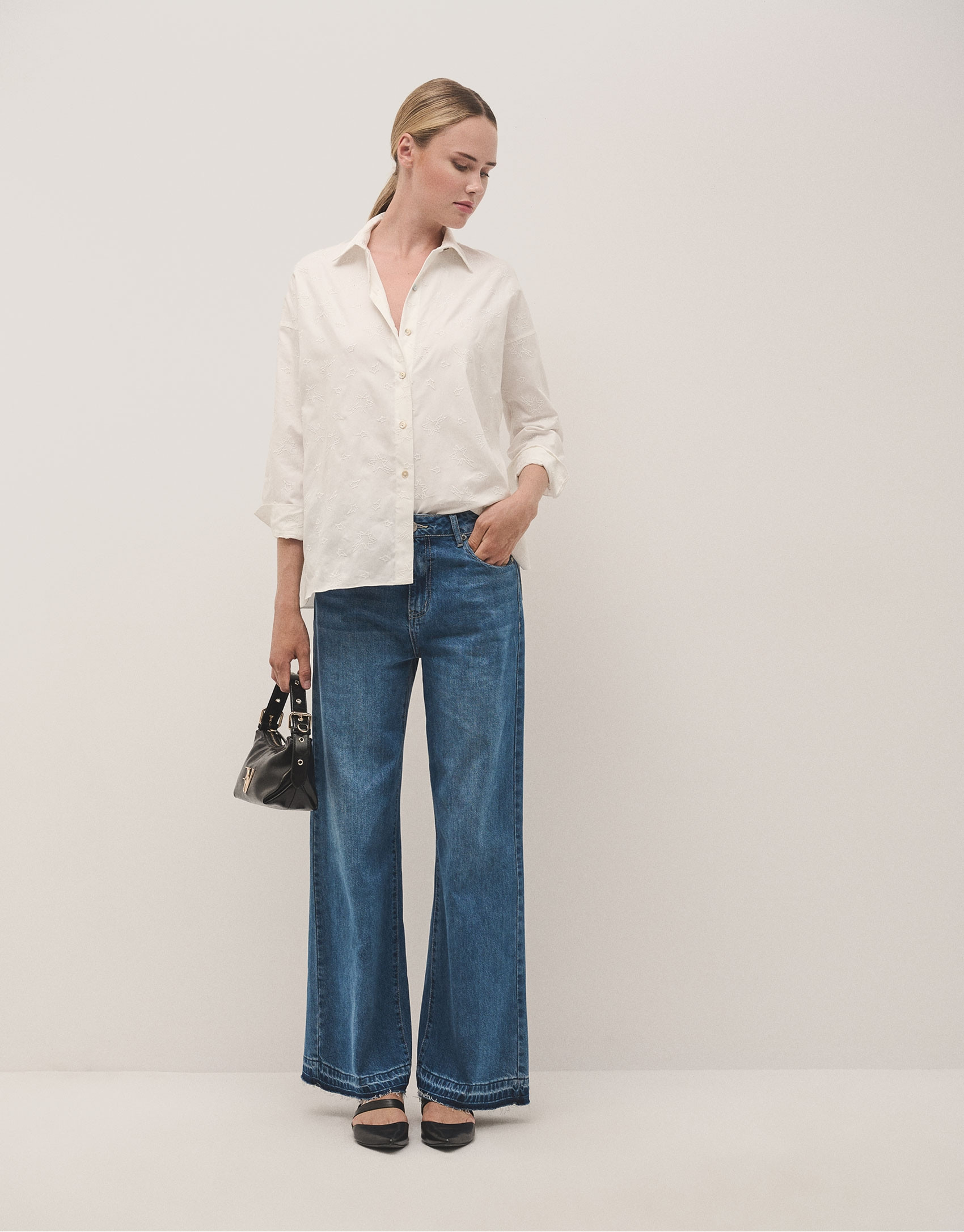 Raspberry oversize satin cotton blouse with ... | Roberto Verino