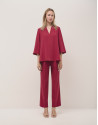 Raspberry crepe oversize blouse with side slits | Roberto Verino
