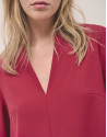Raspberry crepe oversize blouse with side slits | Roberto Verino