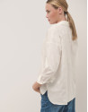 Blusa oversize algodón satinado blanco con ... | Roberto Verino