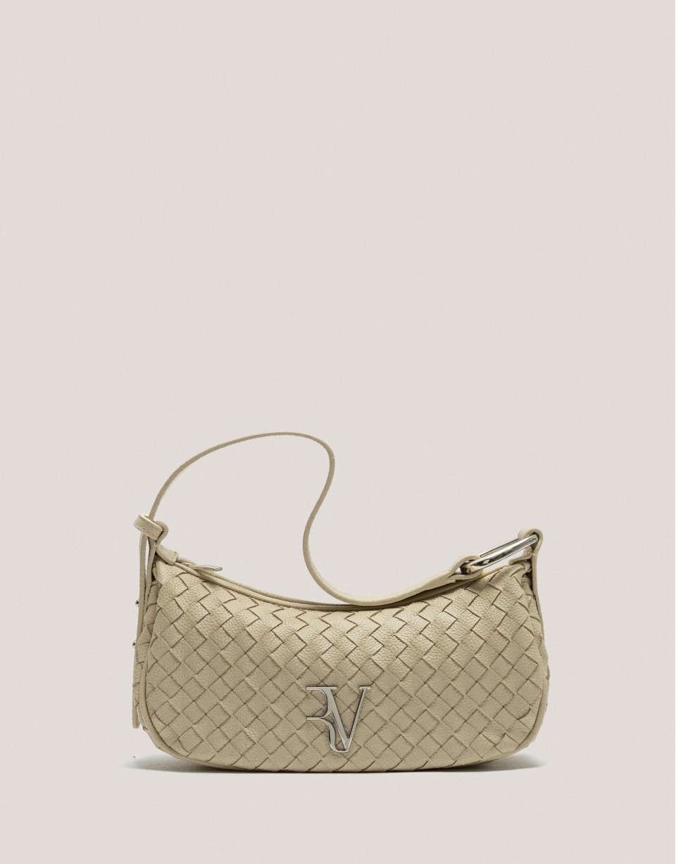 Bolso de hombro Erea Moon piel trenzada beige | Roberto Verino