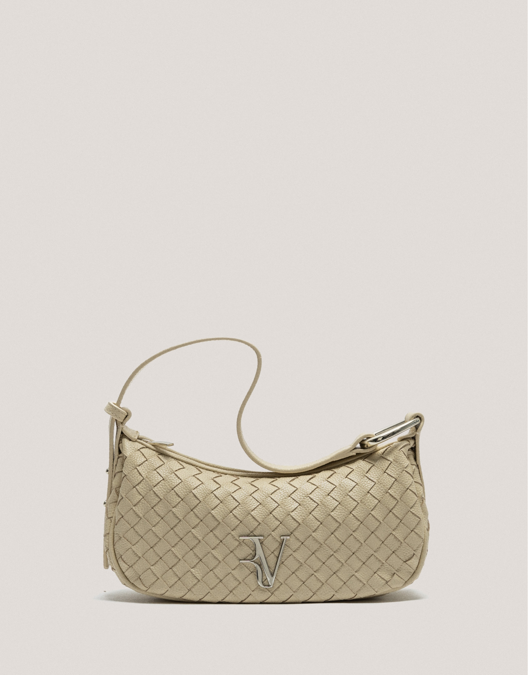 Bolso de hombro Erea Moon piel trenzada beige | Roberto Verino
