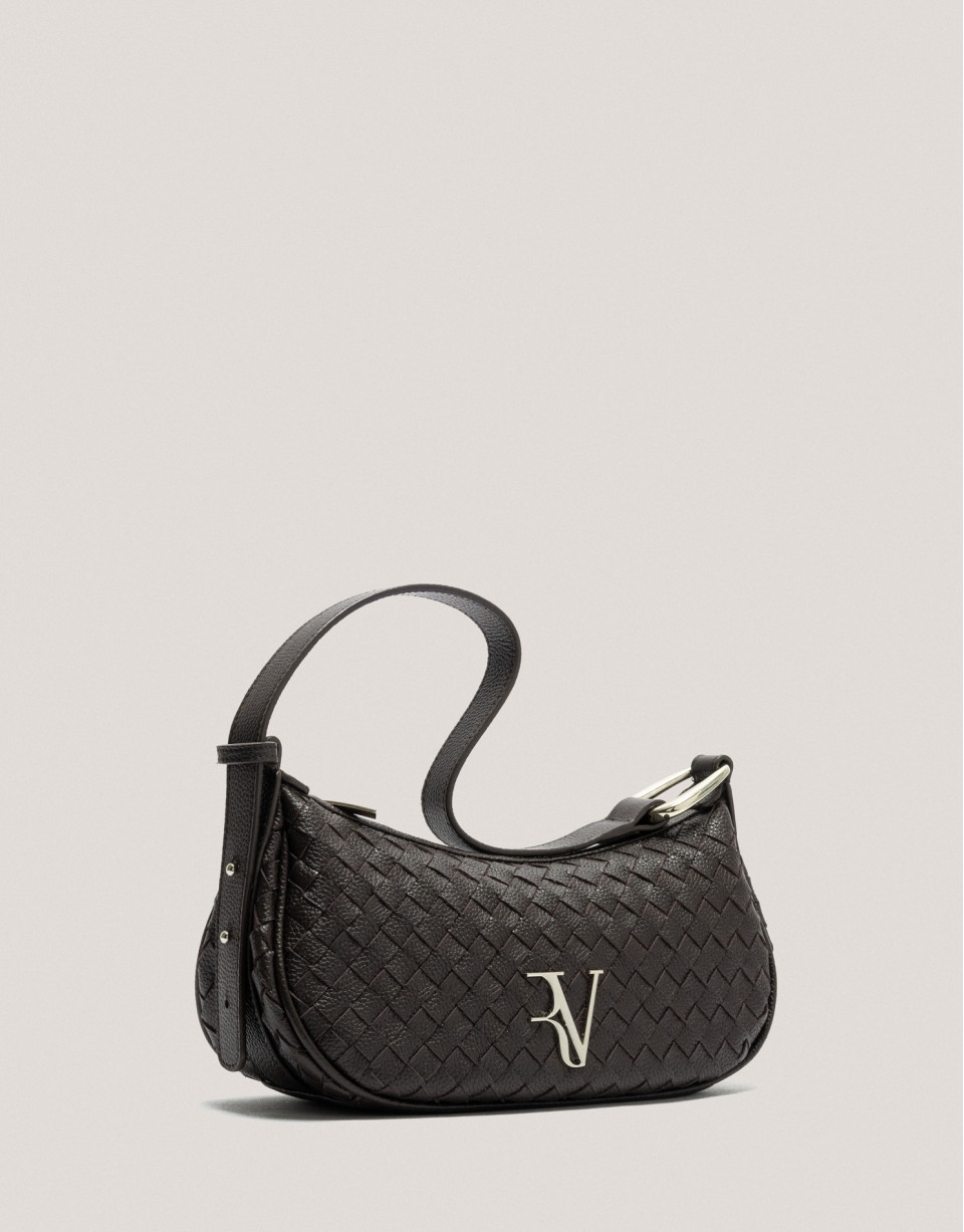 Bolso de hombro Erea Moon piel trenzada marrón | Roberto Verino