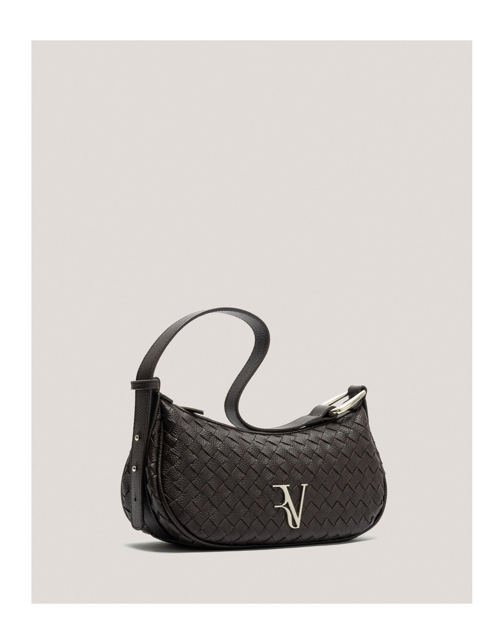 Bolso de hombro Erea Moon piel trenzada marrón | Roberto Verino
