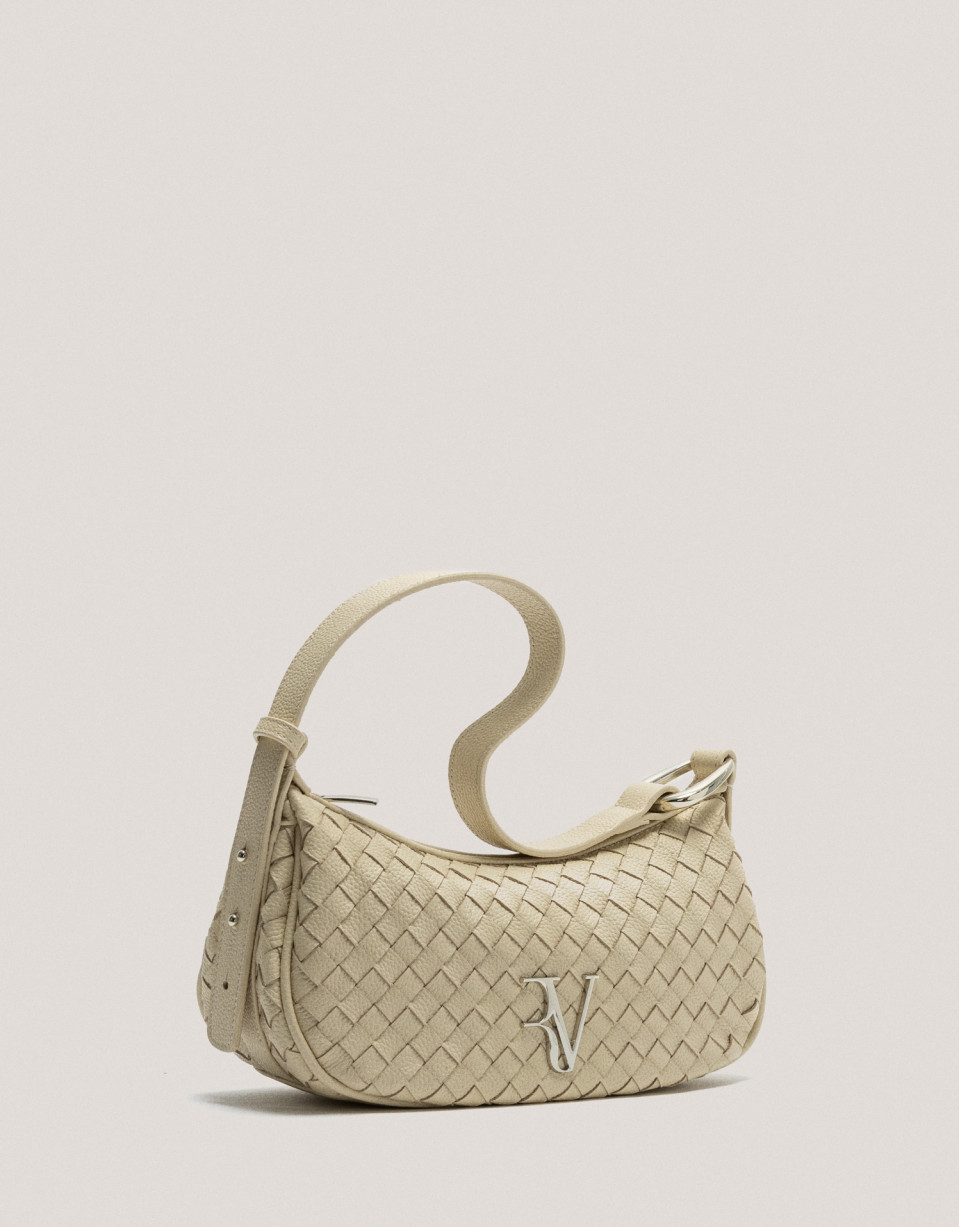 Bolso de hombro Erea Moon piel trenzada beige | Roberto Verino