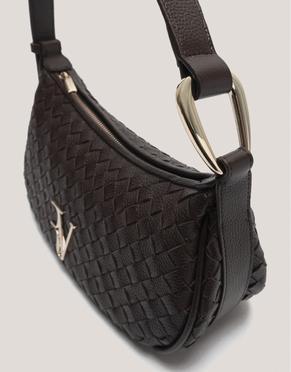 Bolso de hombro Erea Moon piel trenzada marrón | Roberto Verino