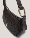 Brown braided leather Erea Moon shoulder bag | Roberto Verino