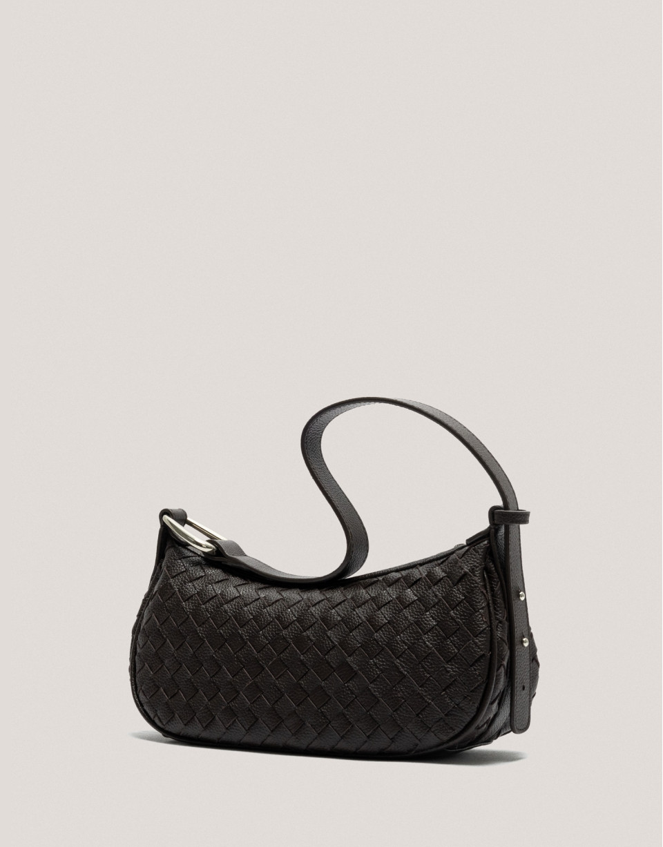 Bolso de hombro Erea Moon piel trenzada marrón | Roberto Verino