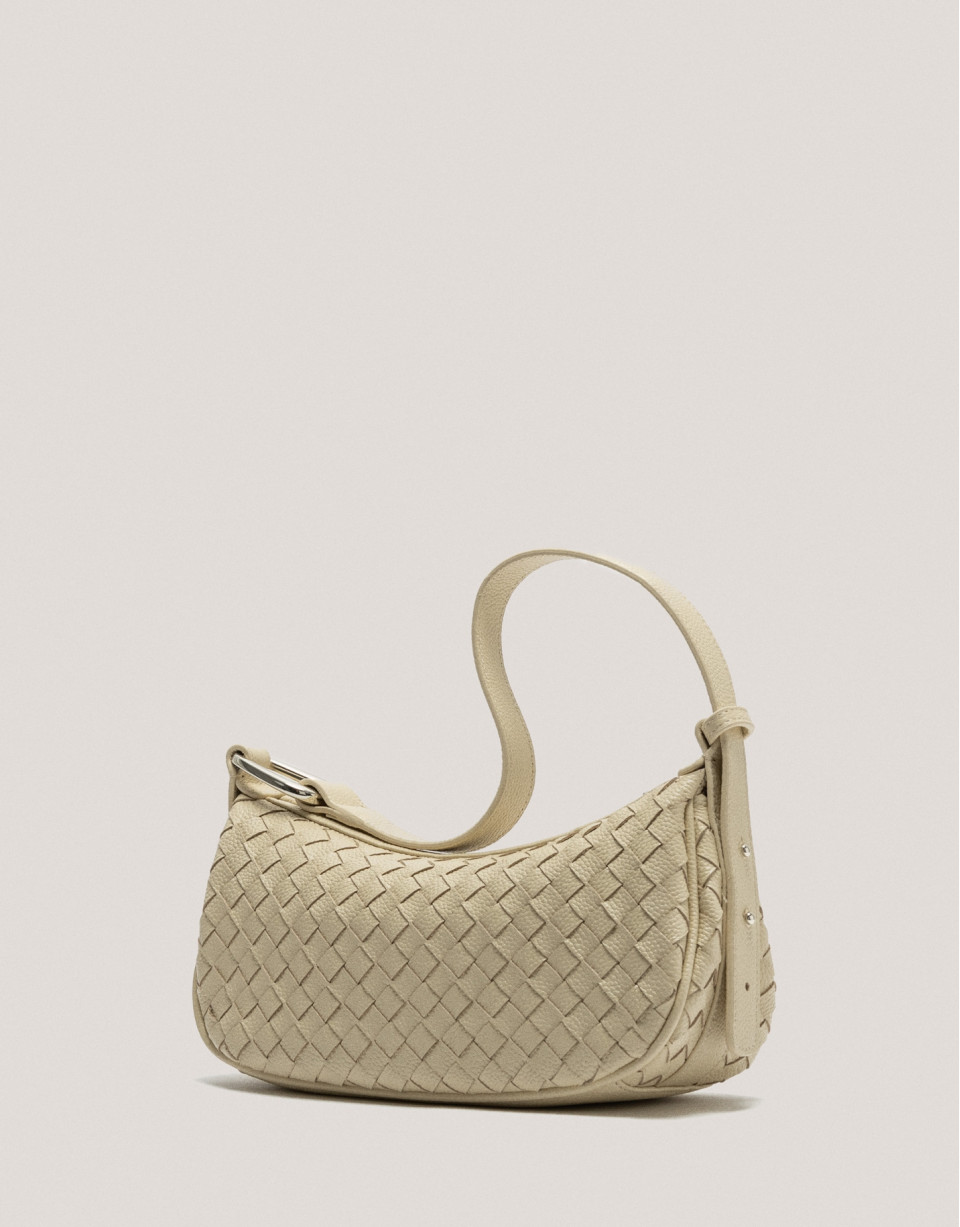 Bolso de hombro Erea Moon piel trenzada beige | Roberto Verino