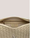 Beige braided leather Erea Moon shoulder bag | Roberto Verino
