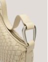 Large beige braided leather Erea Moon Maxi ... | Roberto Verino