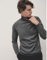 Jersey cuello cisne lana gris melange - Hombre | Roberto Verino