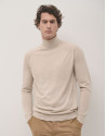 Sand-coloured wool turtle neck sweater - Man | Roberto Verino