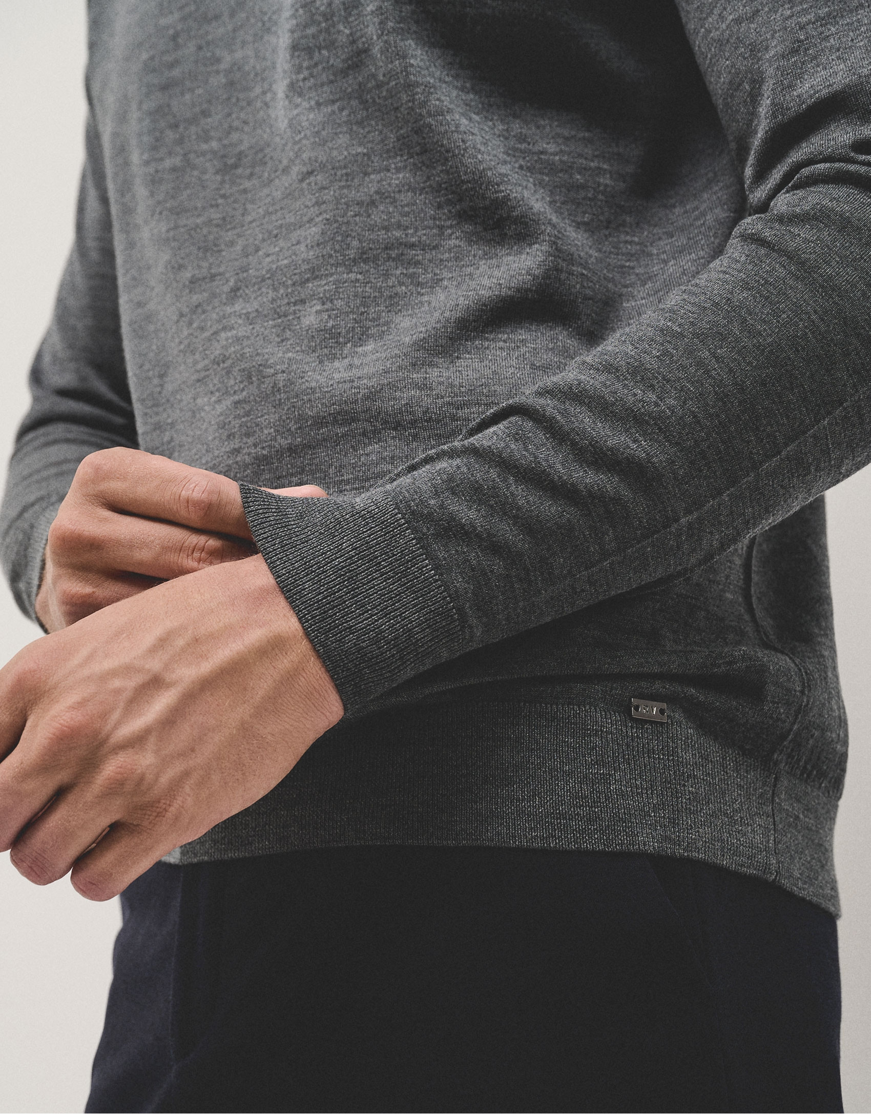 Grey melange wool turtle neck sweater - Man | Roberto Verino