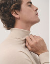 Sand-coloured wool turtle neck sweater - Man | Roberto Verino