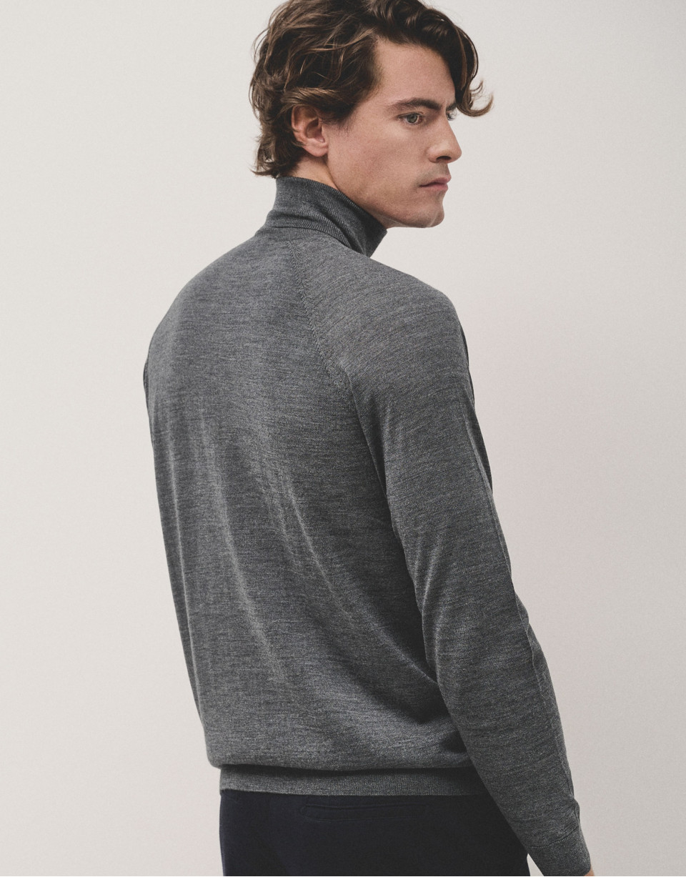Jersey cuello cisne lana gris melange - Hombre | Roberto Verino