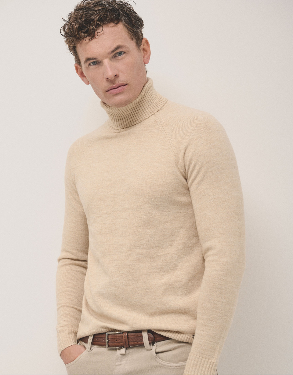 Jersey cuello cisne arena melange - Hombre | Roberto Verino