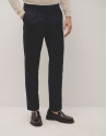 Navy blue dress trousers with turn-up hem - Man | Roberto Verino