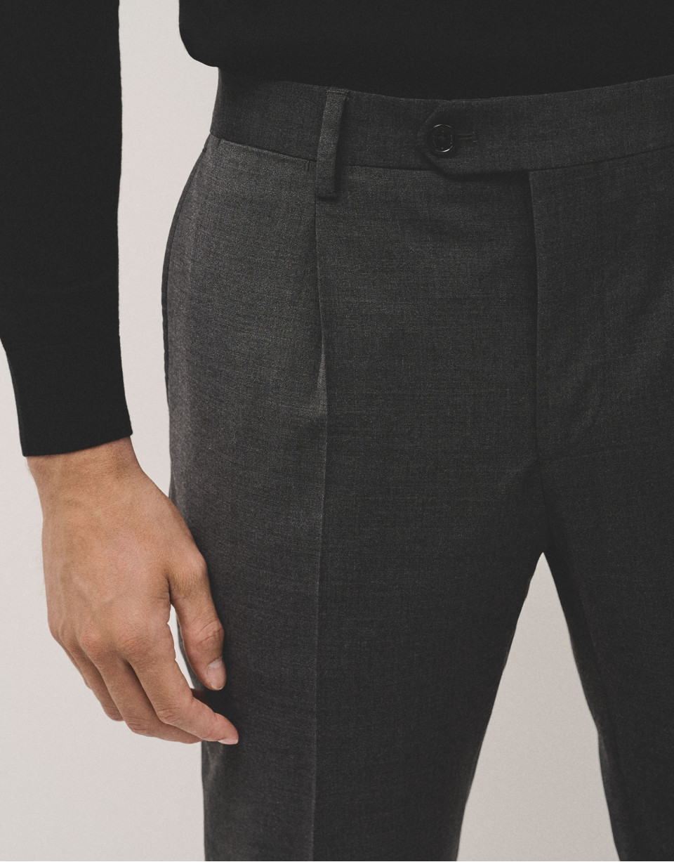 Dark grey dress trousers with turn-up hem - Man | Roberto Verino