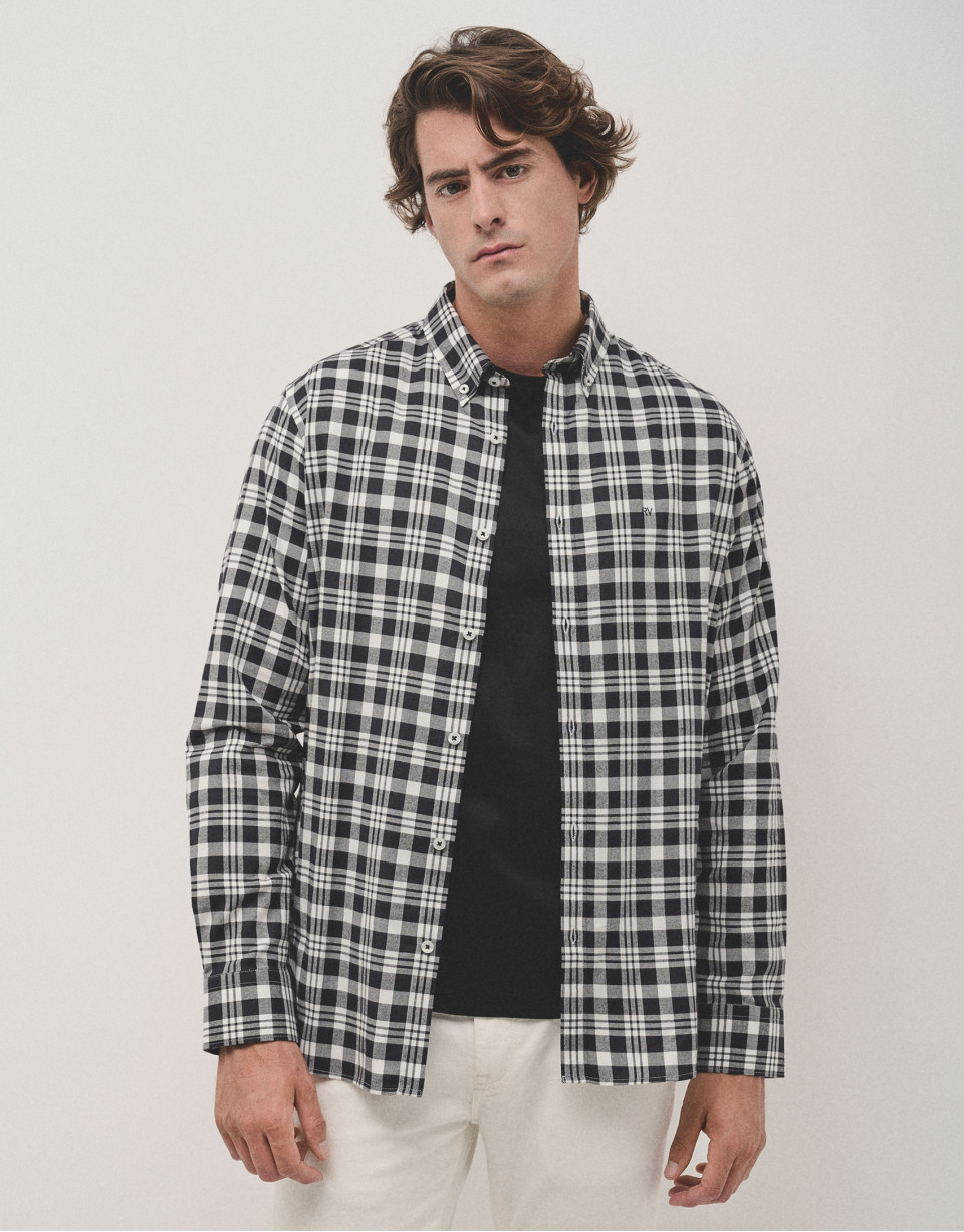 Black and white checked sport shirt - Man | Roberto Verino
