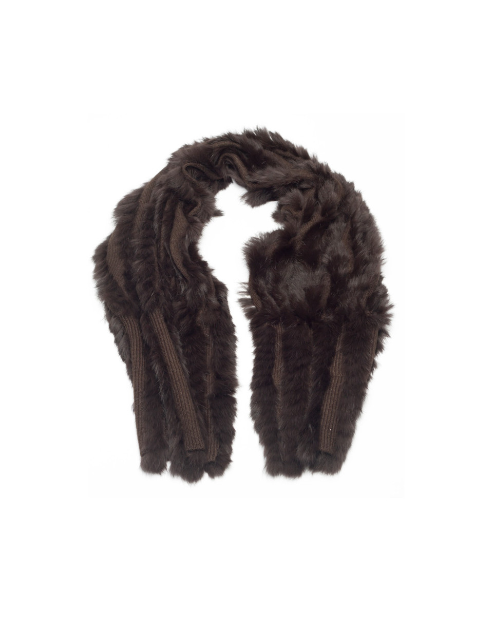 Taupe rabbit hair scarf.